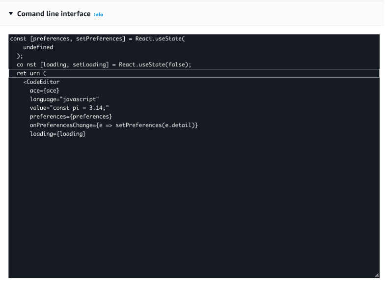 애플리케이션의 상태 및 환경설정을 관리하기 위한 React 후크를 보여주는 코드 스니펫입니다. JavaScript