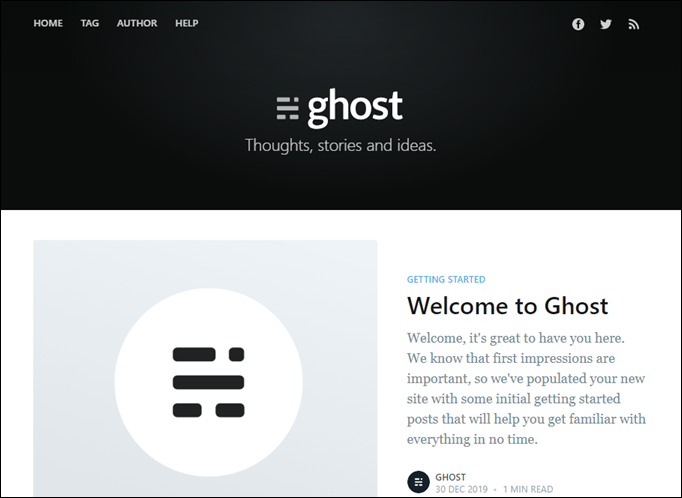 Ghost 기본 웹 사이트 템플릿.