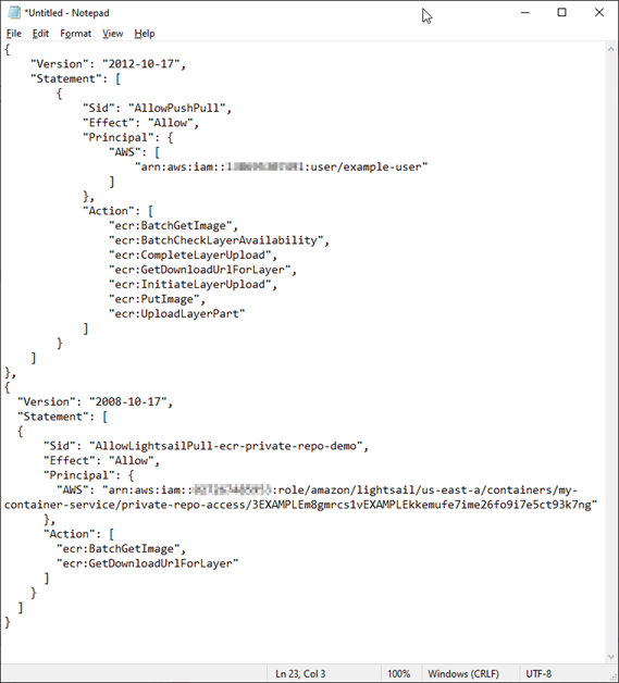 전체 정책 문 JSON 파일 예제