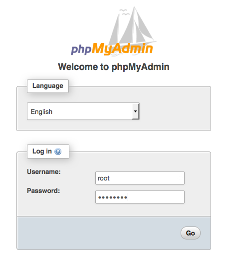 phpMyAdmin 설치의 URL을 입력하면 phpMyAdmin 로그인 화면이 나타납니다.