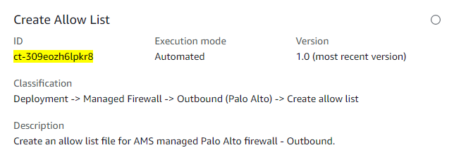 Outbound (Palo Alto) | Create Allow List - AMS Advanced Change Type ...