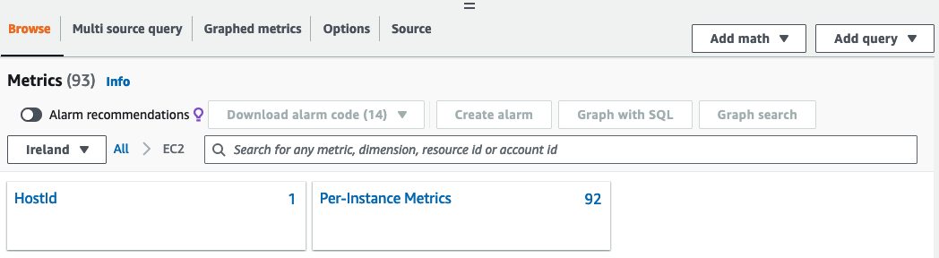 
              Visualizar as dimensões da métrica para o Amazon EC2
            