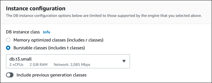 
                                    Seção Instance configuration (Configuração da instância)
                                