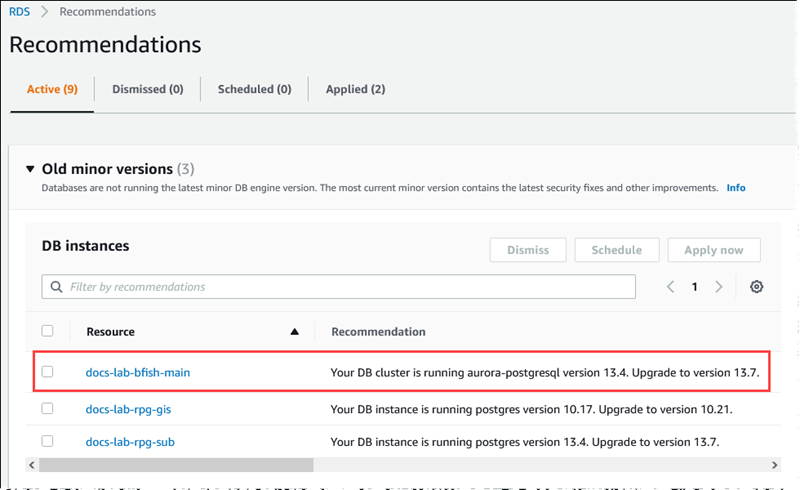 Atualização de versão secundária disponível para um cluster de banco de dados do Aurora PostgreSQL com Babelfish.