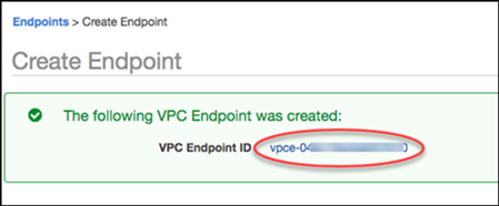 
                    Link para os detalhes do Amazon VPC endpoint
                
