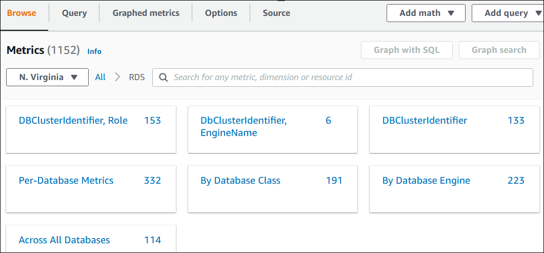 Escolher o namespace de métrica