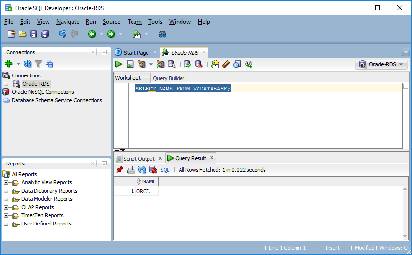 Resultados da consulta no Oracle SQL Developer