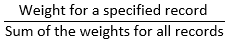 Fórmula para a quantidade de tráfego roteada para um determinado recurso: peso de um registro especificado/soma dos pesos de todos os registros.