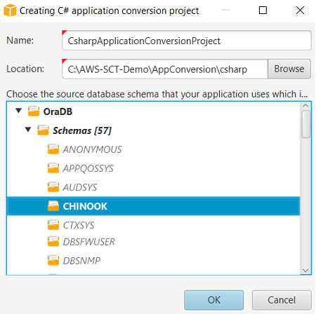 
                            A caixa de diálogo do novo projeto de conversão de aplicativos C#
                        