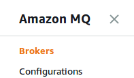 Brokers section in the Amazon MQ navigation panel. (AI generated)