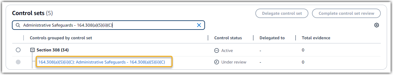 Captura de tela que mostra o CloudTrail controle em uma avaliação.