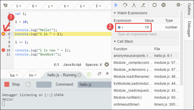 Janela Debugger (Depurador)