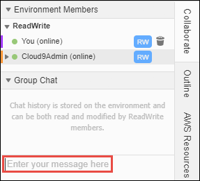 A área de conversa no IDE do AWS Cloud9