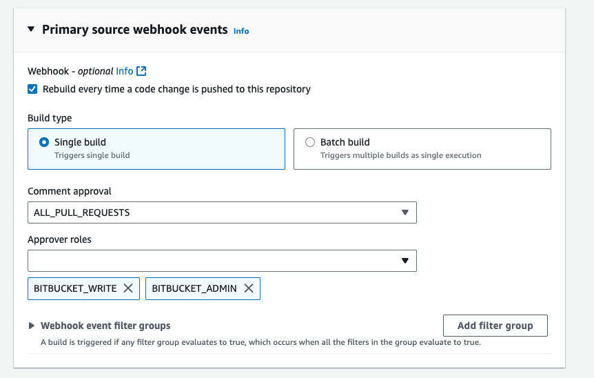 Console de eventos de webhook de fonte primária com aprovação de comentários.