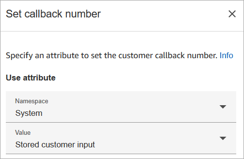 
                    A página Propriedades do bloco Configurar número de retorno de chamada.
                