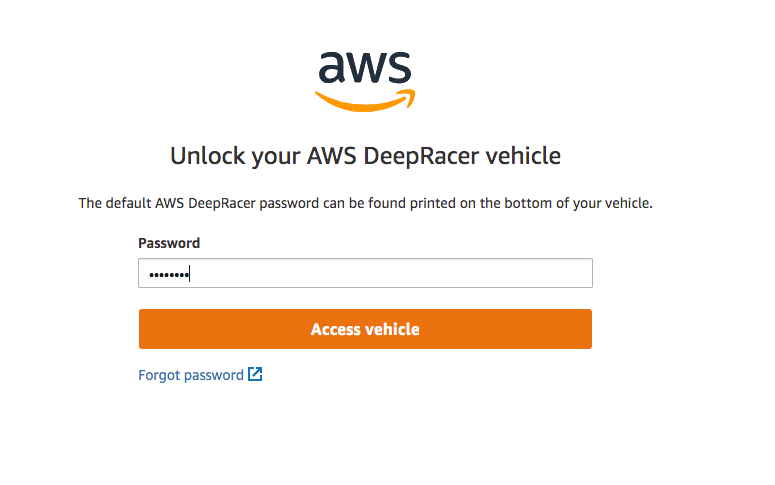 Imagem: acessar o console do dispositivo AWS DeepRacer.