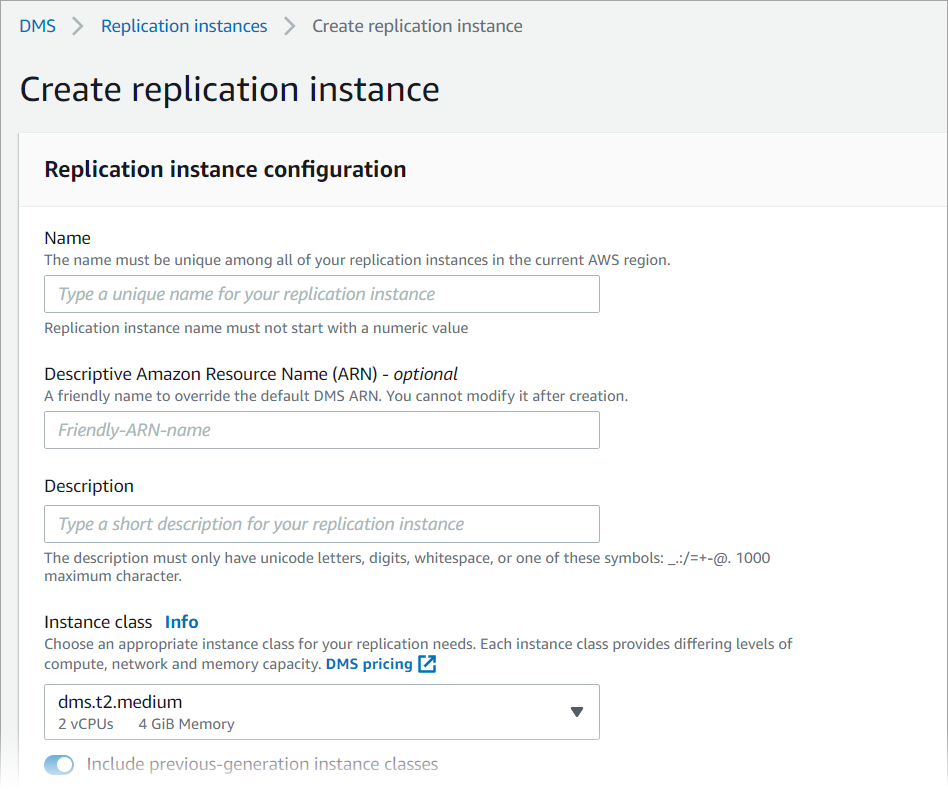 Configuração da replicação do AWS Database Migration Service - AWS Database  Migration Service