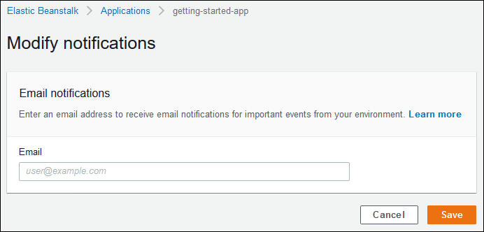 
            Pagina de configuração Modify notifications (Modificar notificações)
          