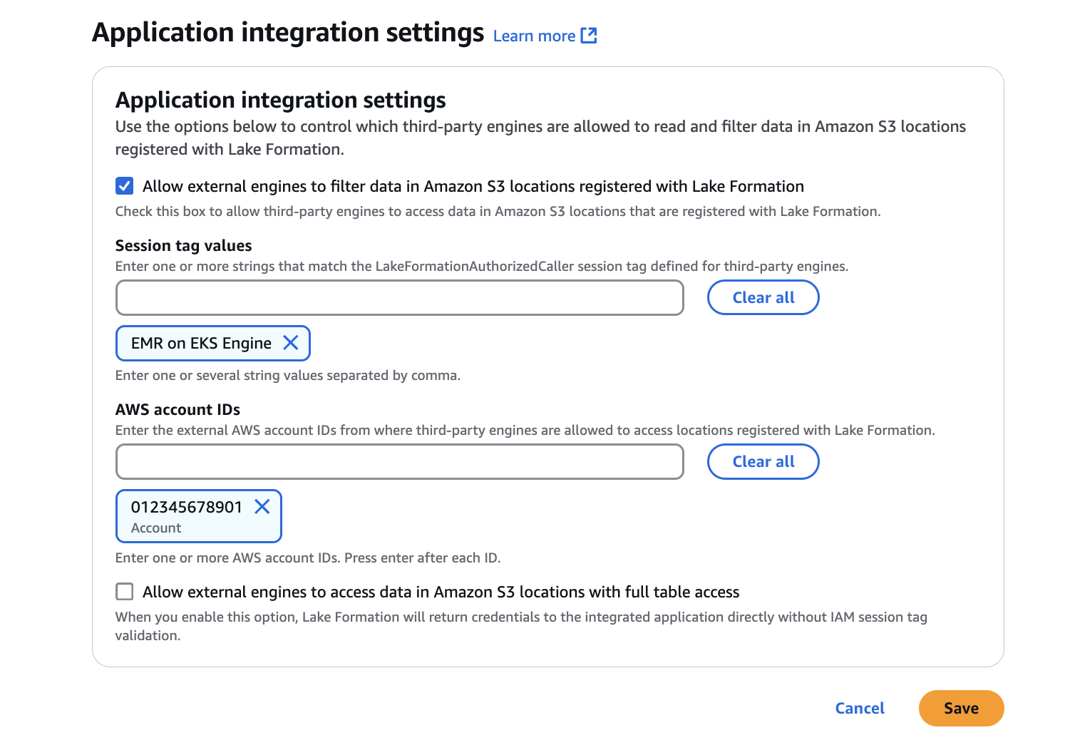 Configurações de integração de aplicativos