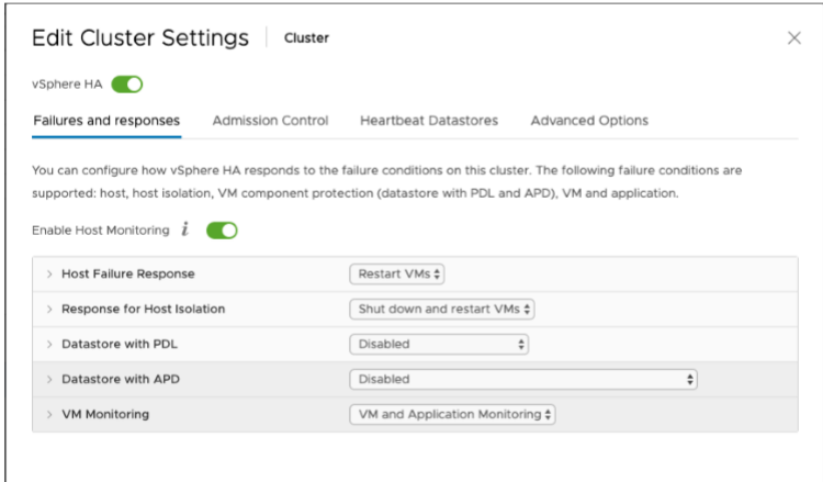 Editar as configurações do cluster