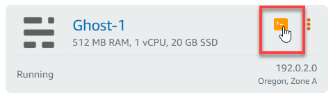 Cliente SSH baseado em navegador no console Lightsail.
