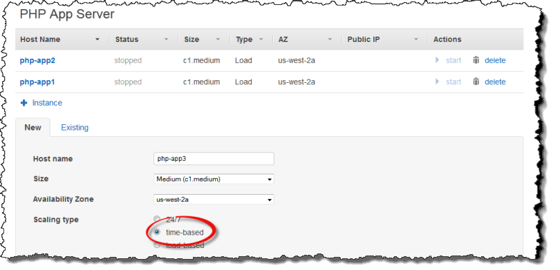 Opção de escalabilidade com base em tempo na página Adicionar instância