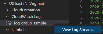 Como visualizar fluxos de logs em um grupo de logs do CloudWatch no Explorador da AWS