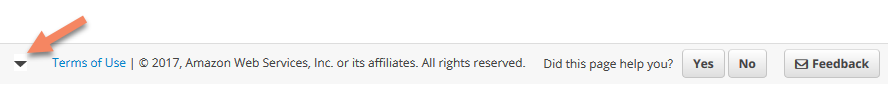 This image shows a small "twirl-down arrow" at the bottom left of the
documentation webpage.