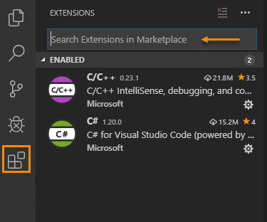 
            The Extensions icon in the VS Code Activity Bar.
          