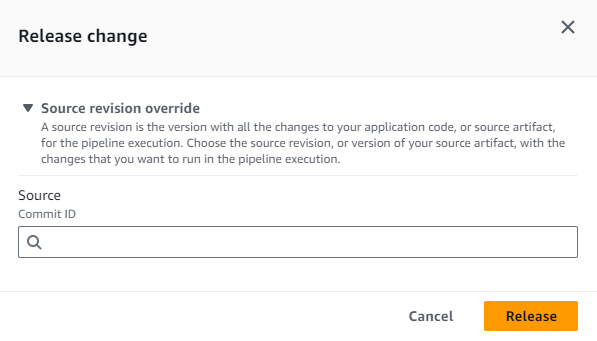 中的 CodePipeline “覆盖” 屏幕示例。