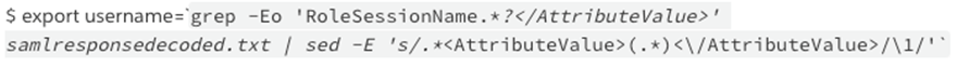 用于检查 rolesessionname 的 grep 命令。