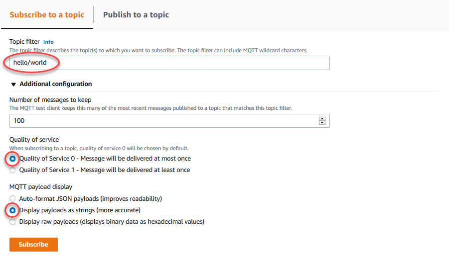 
                            带有主题订阅信息的 MQTT 测试客户端页屏幕截图。
                        