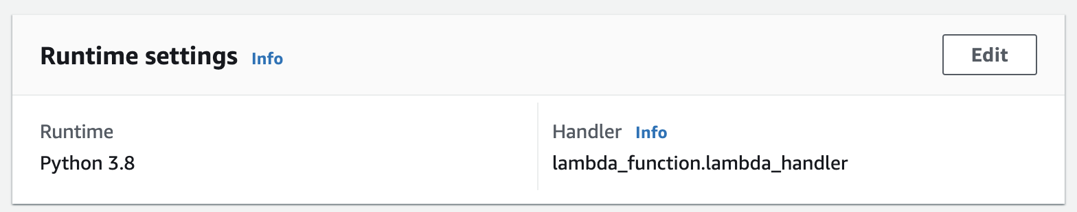 
        Lambda 控制台中的函数处理程序名称。
      