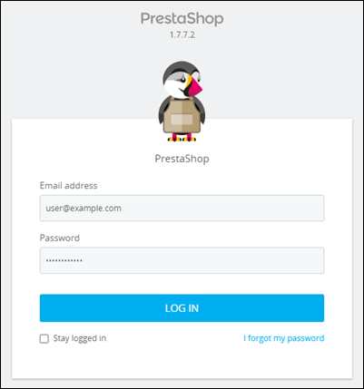 
             PrestaShop 管理仪表板登录页面
          