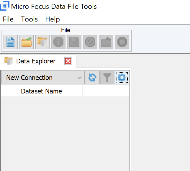 带有 “数据浏览器” 部分的 Micro Focus 数据文件工具窗口。