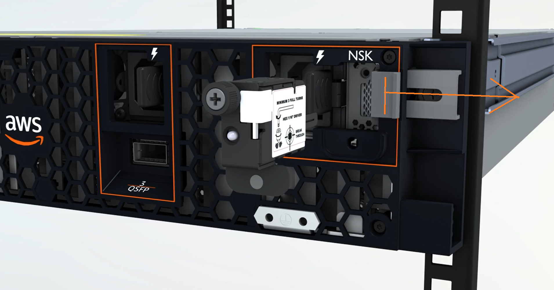 连接到 2U 服务器的 NSK 的图像。