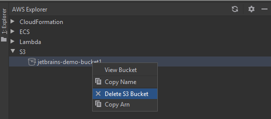 
      在 AWS Explorer 中删除 AWS Lambda 存储桶
     