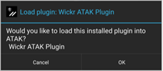 ATAK 应用程序中的“Wickr 插件”选项。