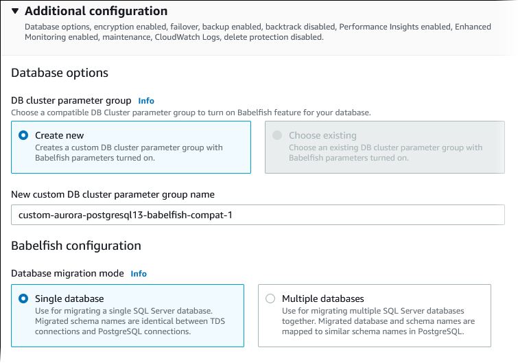 選擇 SQL Server 資料庫的遷移模式。