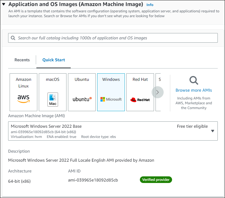 選擇 Amazon Machine Image。