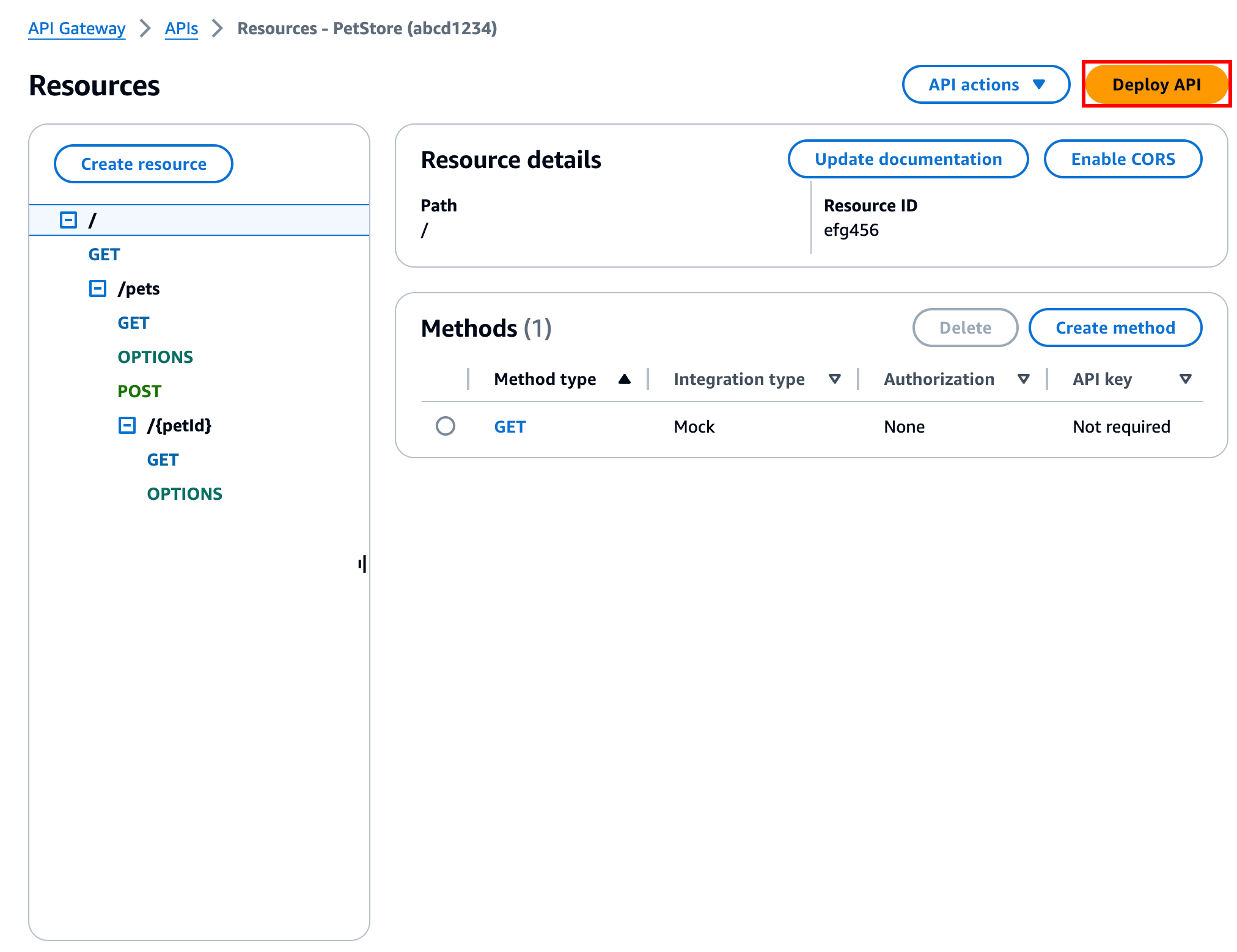 使用部署按鈕來部署您的 API，讓 API 呼叫者可以調用您的 API。