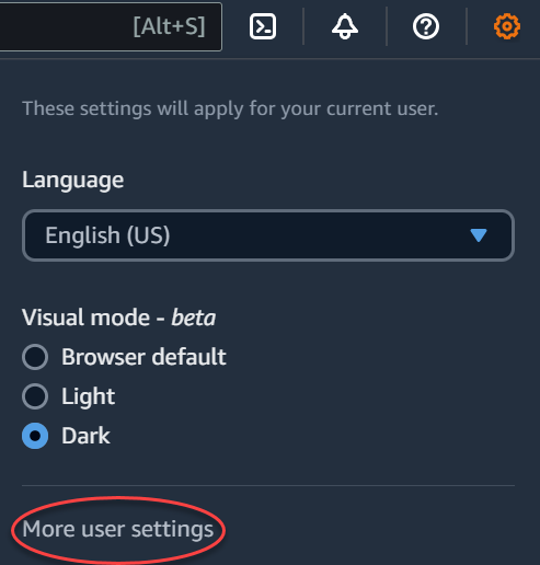 Settings (設定) 選項反白顯示的帳戶選單