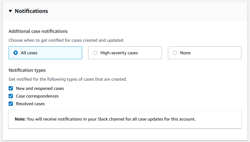 在 AWS Support 應用程式中設定 Slack 頻道。