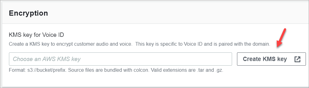 KMS key creation interface with input field and Create KMS key button. (AI generated)