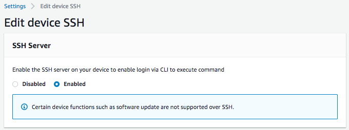 
                                 影像：啟用裝置 SSH。
                            