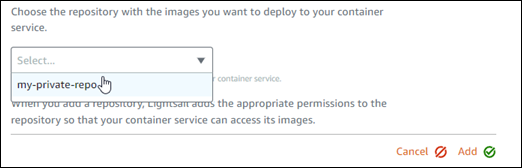 Amazon ECR 私有儲存庫下拉式選單選擇