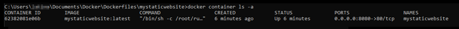 Docker 容器命令結果