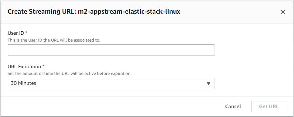 
       AppStream 2.0 建立串流網址頁面。
     