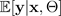 Mathematical expression showing expectation of y given x and theta.