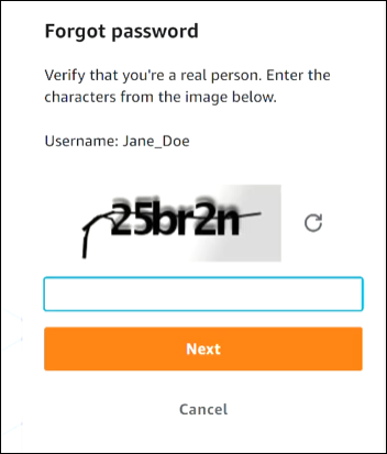 IAM 身分中心中使用者重設密碼的密碼復原步驟。